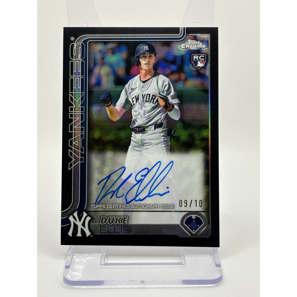 2025 Topps Chrome Duke Ellis Rookie True Black Refractor Auto 9/10 SP Yankees RC